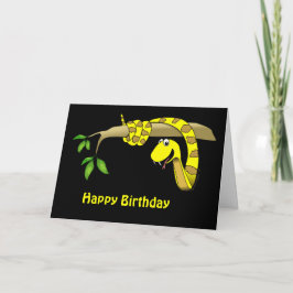 Cartão Cobra amarelo em uma placa de aniversário de répti