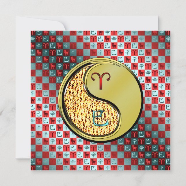 Cartão Cobra de áries e metal (Frente)