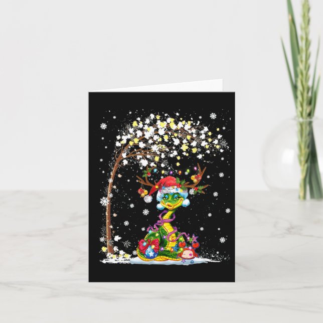 Cartão Cobra Reindeer Hat Papai noel Árvore de Natal Engr (Frente)