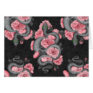 Cartão Cobras e rosas de pêssego