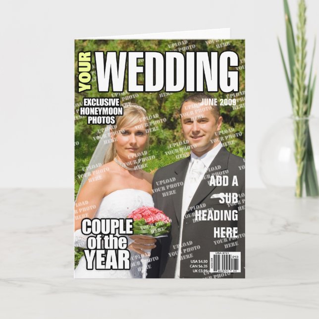 Cartão Cobrir de Revista Personalizada de Casamento (Frente)