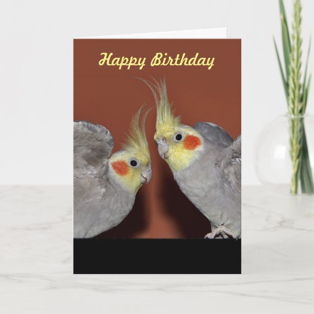 Cartão Cockatiel Duo Birthday Card (Customise Message) (Frente)