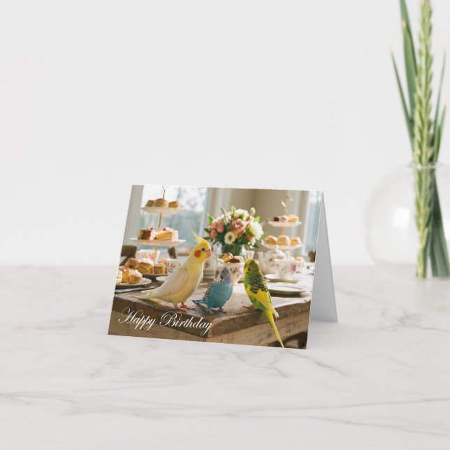Cartão Cockatiel Parakeet Budgies Pet Bird Lover Birthday (Frente)
