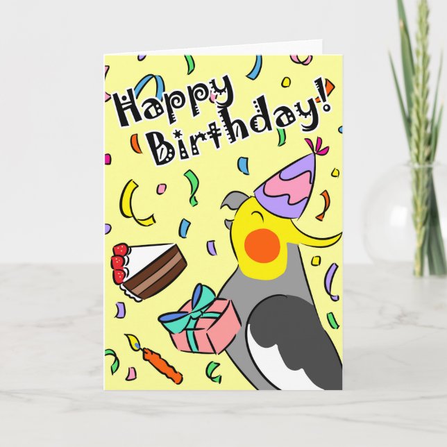 Cartão Cockatiel parrot bird happy birthday card (Frente)