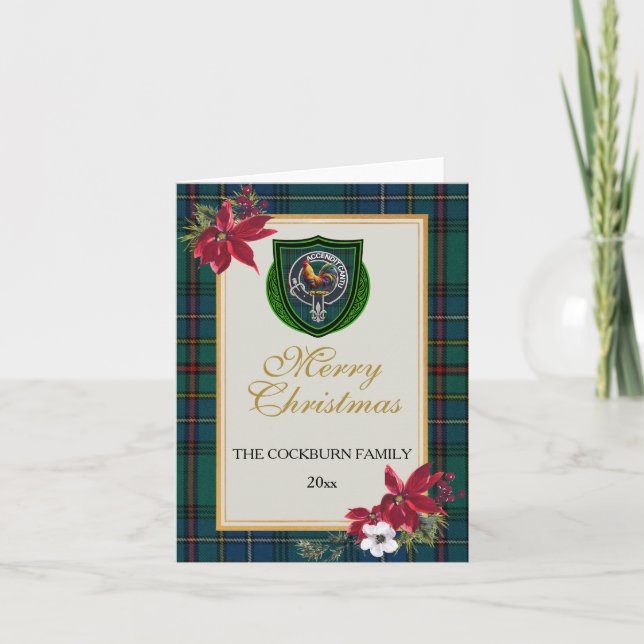 Cartão Cockburn Scottish Clan Tartan & Crest (Frente)