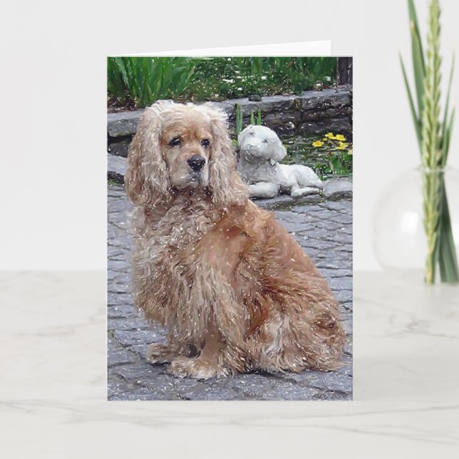Cartão Cocker Spaniel Blonde Dog Blank Greeting Card (Frente)