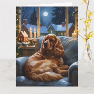 Cartão Cocker Spaniel com Feriado das Luzes de Natal