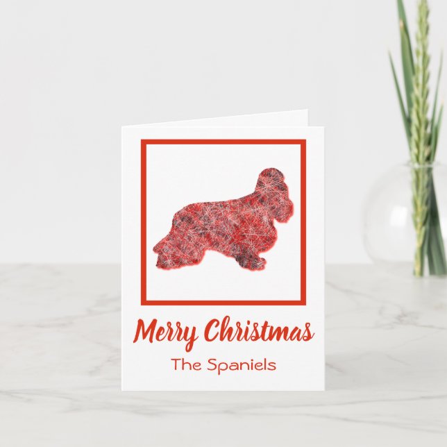 Cartão Cocker Spaniel Dog Silhouette Red Felry Natal (Frente)