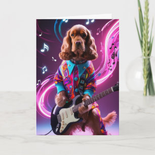 Cartão Cocker Spaniel Engraçado Estrela do Rock