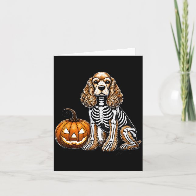 Cartão Cocker Spaniel Esqueleto Jack O Lanterna Cachorro  (Frente)