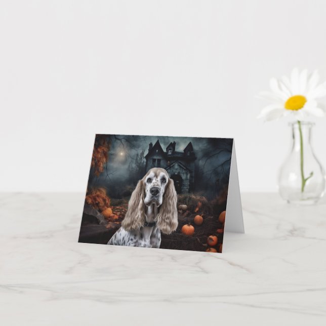 Cartão Cocker Spaniel Halloween Scary (Planta pequena)