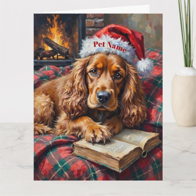 Cartão Cocker Spaniel História de Natal Chapéu (Frente)