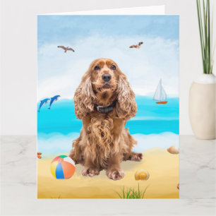 Cartão Cocker Spaniel no Beach