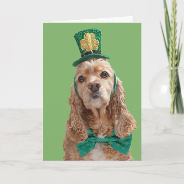 Cartão Cocker Spaniel St. Patrick's Day Greeting Card (Frente)