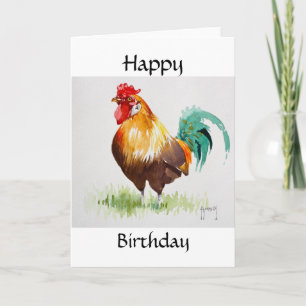 Cartão Cockerel Happy Birthday Card