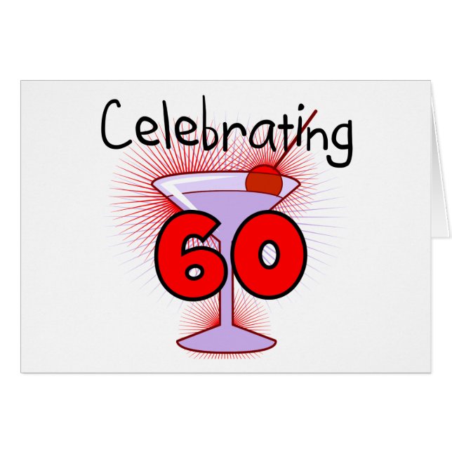Cartão Cocktail que comemora 60 camisetas e presentes (Frente Horizontal)
