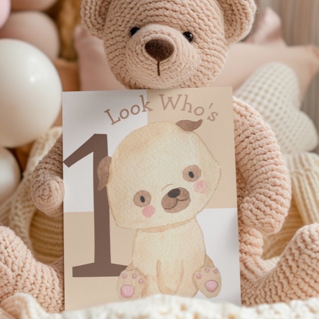 Cartão Cód. Aquarela Cód. Cód. Puppy primeiro aniversario (Criador carregado)