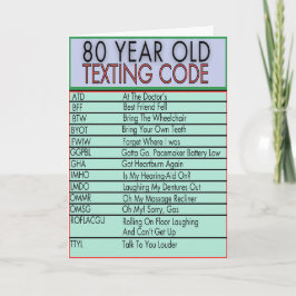 Cartão Código de Mensagens com 80 Anos Engraçado Mais vel