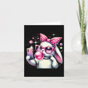 Cartão Coelhinho Bonito Selfie Bubblegum Páscoa estética