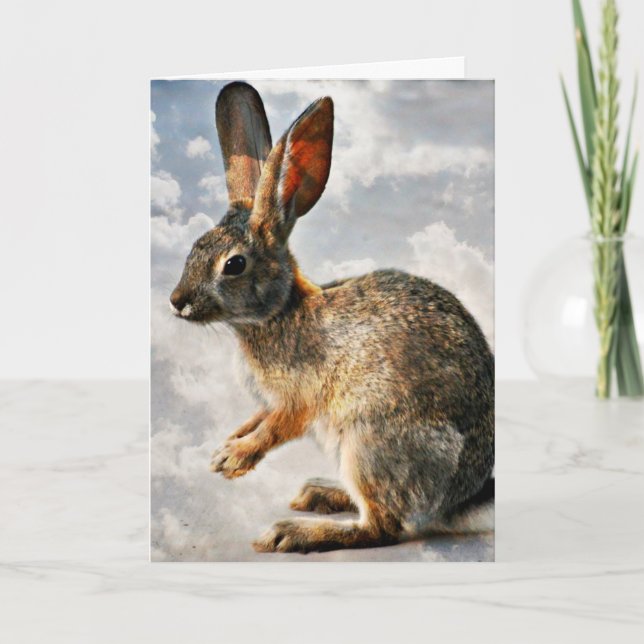 Cartão Coelhinho de Oração nos Céus (Frente)