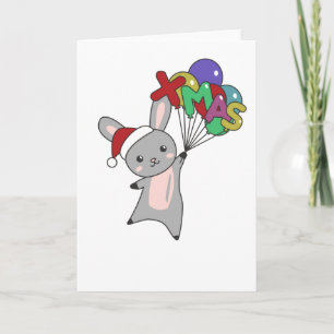 Cartão Coelhinho Feliz Natal Animais de inverno Coelho