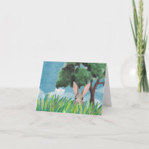Coelhinho Whimsical em Notecards de campo - Illus