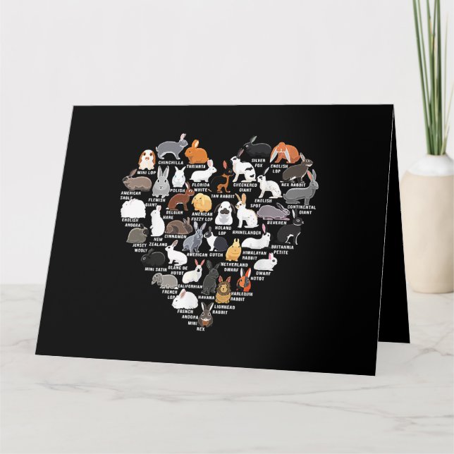 Cartão Coelhinhos de Amor Coelho Engraçado Coração  (Frente)