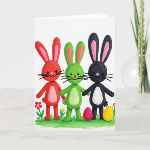 Cartão Coelhinhos Felizes de Primavera
