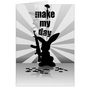 Cartão Coelho armado irritado engraçado