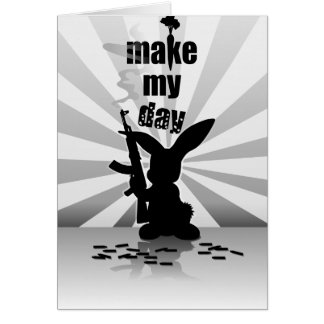 Cartão Coelho armado irritado engraçado