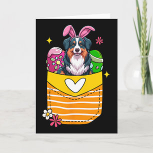 Cartão Coelho Australian Shepherd Ovos de Chocolate de Pá