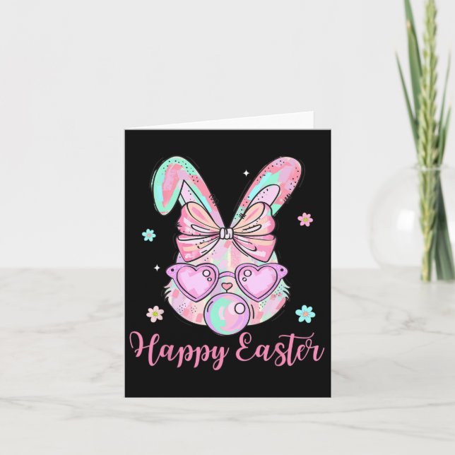 Cartão Coelho Coelho Rosto Coqueta Páscoa Dia da Arco Bub (Frente)