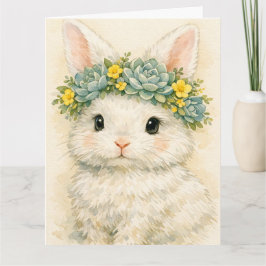 Cartão Coelho com Coroa Floral