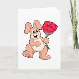Cartão Coelho com Rosa Vermelha