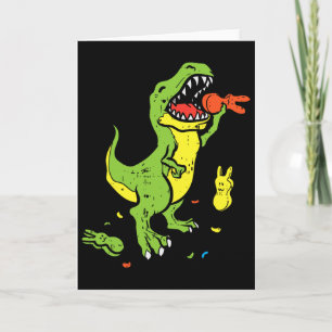 Cartão Coelho Comendo T-Rex Festa Divertida da Páscoa Ama