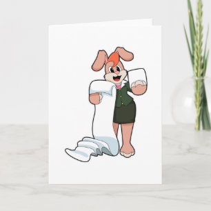 Cartão Coelho como Secretário com Papel
