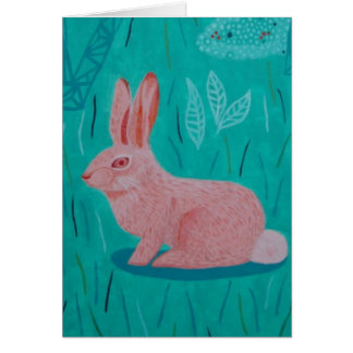 Cartão coelho cor-de-rosa