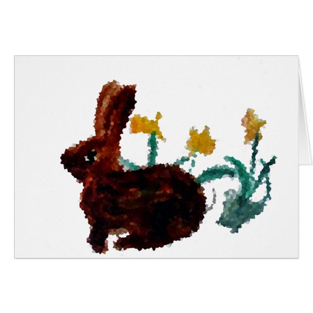Cartão Coelho Cortado das Flores da primavera (Frente Horizontal)