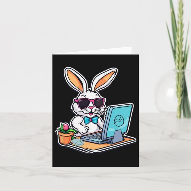 Cartão Coelho da Páscoa Amantes de Jogos de Vídeo de Comp (Frente)