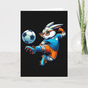 Cartão Coelho da Páscoa Feliz Jogador de Futebol Amante d