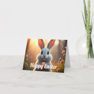 Cartão Coelho da Páscoa Feliz na Magia da Primavera