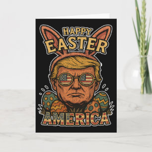 Cartão Coelho da Páscoa Feliz Trump Caça aos Ovos Primave