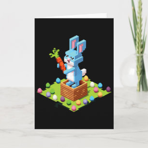 Cartão Coelho da Páscoa Pixel Gamer de Vídeo Caça ao Ovo 