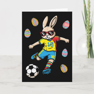 Cartão Coelho de Páscoa Chute de Futebol Pé de Coelho Men