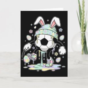 Cartão Coelho de Páscoa de Futebol Ovo Drip Sorvete Menin