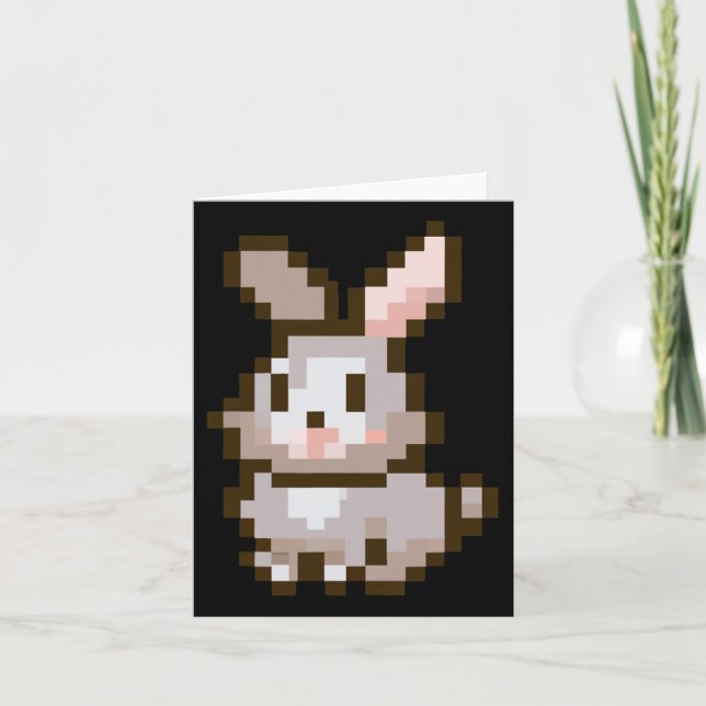 Cartão Coelho de Páscoa de videogame de Páscoa pixelado f (Frente)
