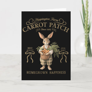 Cartão Coelho de Páscoa Feminino Vintage Cenoura Patch Bu