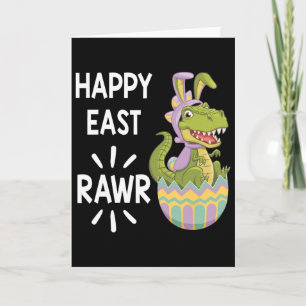 Cartão Coelho de Páscoa T Rex Dinossauro Ovo Feliz Páscoa