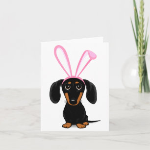 Cartão Coelho divertido da Páscoa cachorro preto e marrom