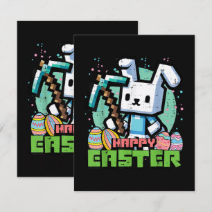 Cartão Coelho Feliz de Páscoa Jogo Pixel 